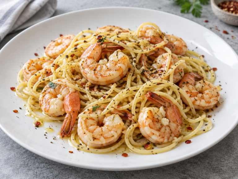 Spaghetti met garnalen