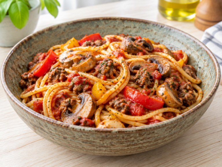 Spaghetti met gehakt en tomaten