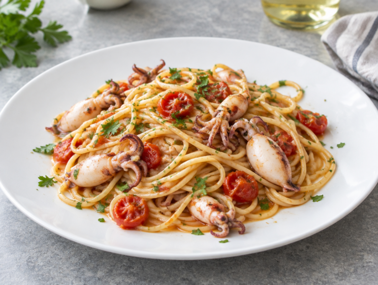 Spaghetti met inktvisjes