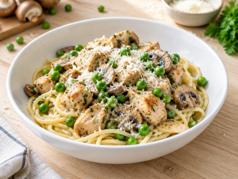 Spaghetti met kip op Italiaanse wijze