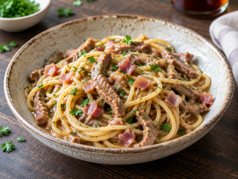 Spaghetti met Marsala en kalfsvlees