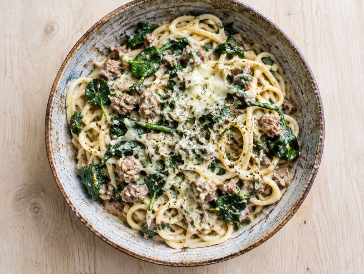 Spaghetti met spinazie