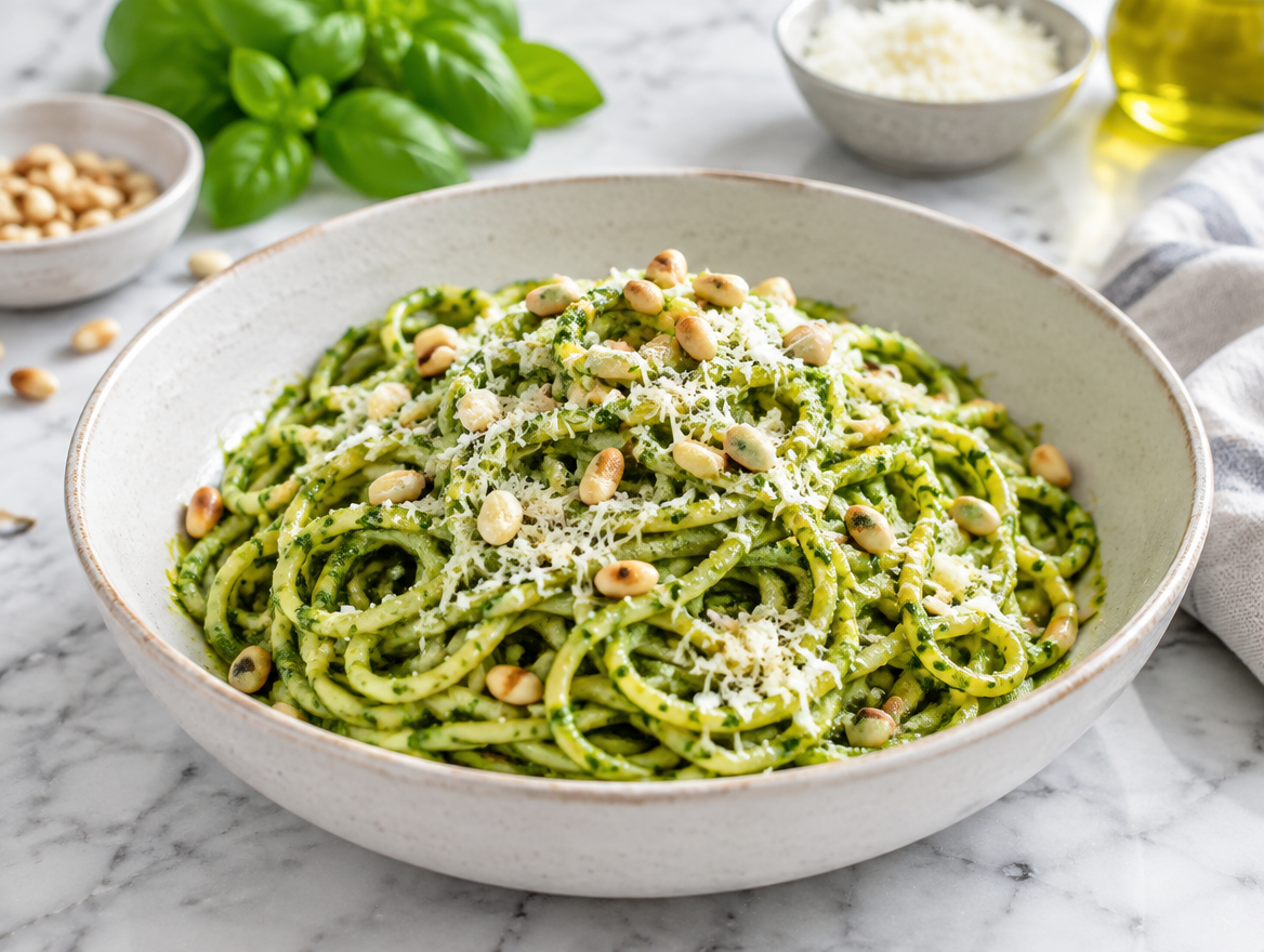 Spaghetti met pestosaus