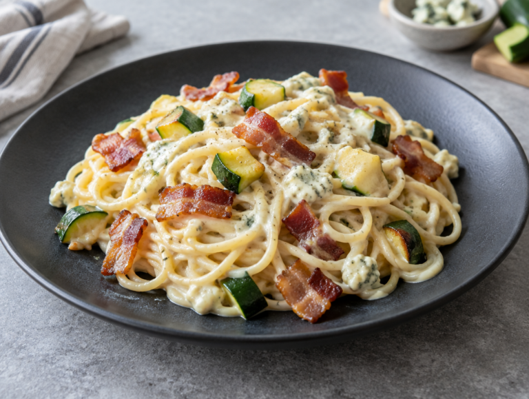 Spaghetti met spek en gorgonzola