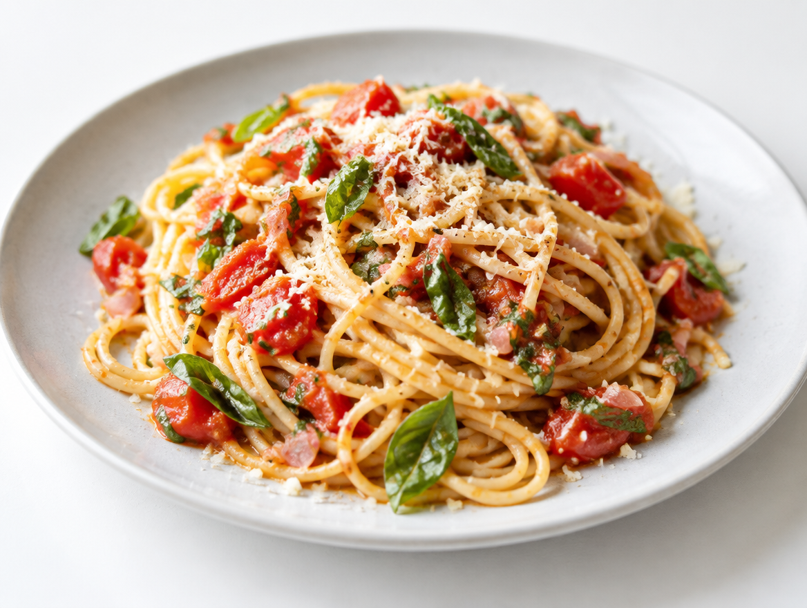 Spaghetti met tomaat-basilicumsaus