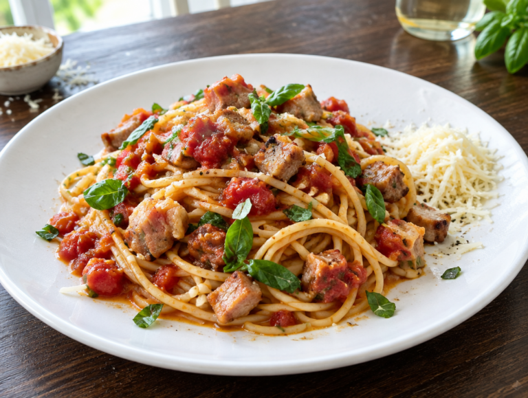 Spaghetti met tomatenwijnsaus