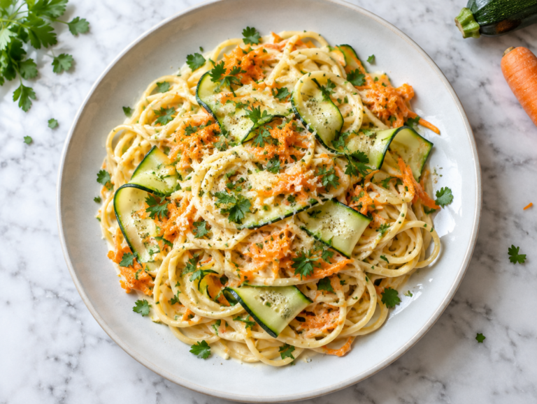 Spaghetti met winterpeen en courgette