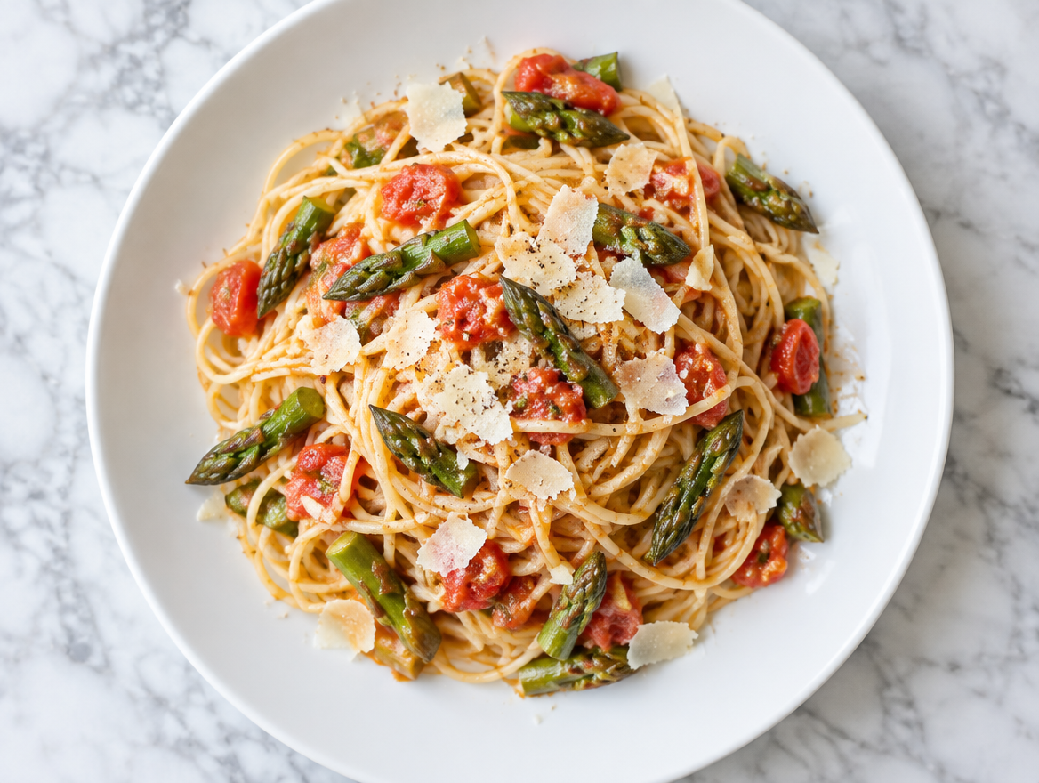 Spaghettini met aspergepunten