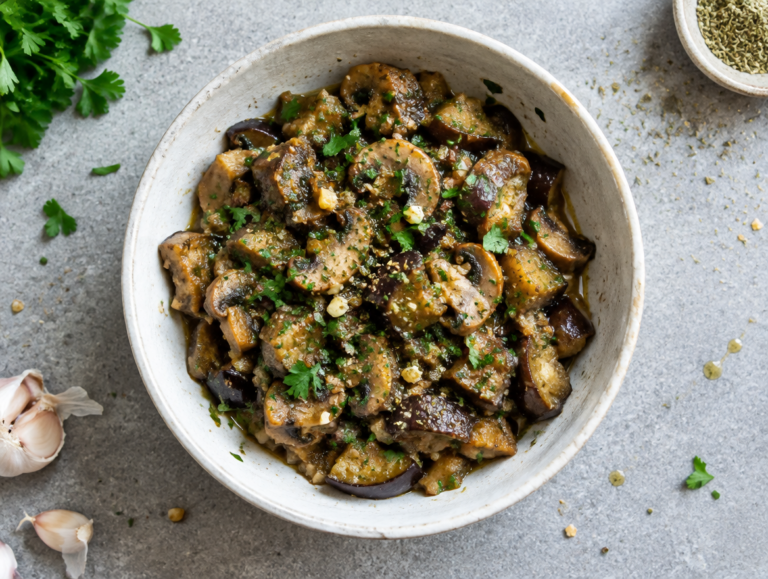 Sugo di funghi e melanzane