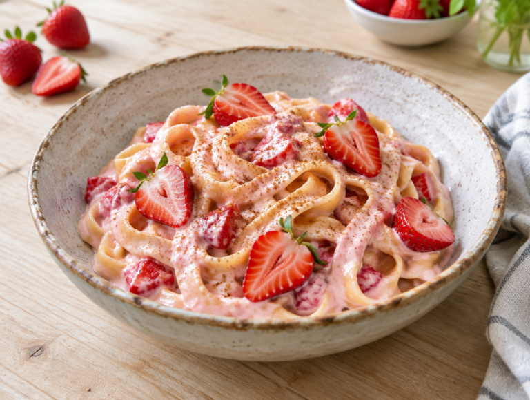 Tagliatelle met aardbeien