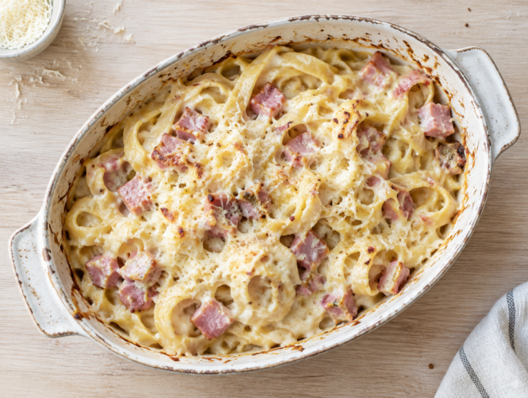 Tagliatelle met ham en kaas