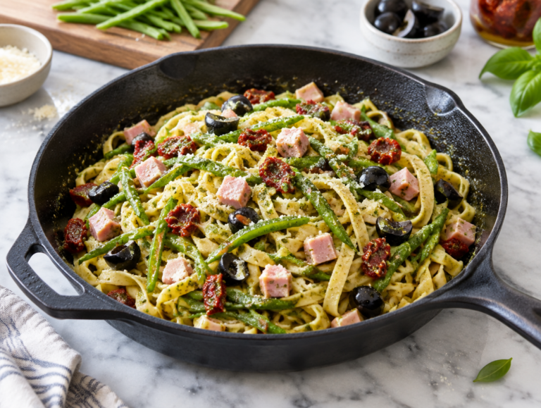 Tagliatelle met Italiaanse snijboontjes