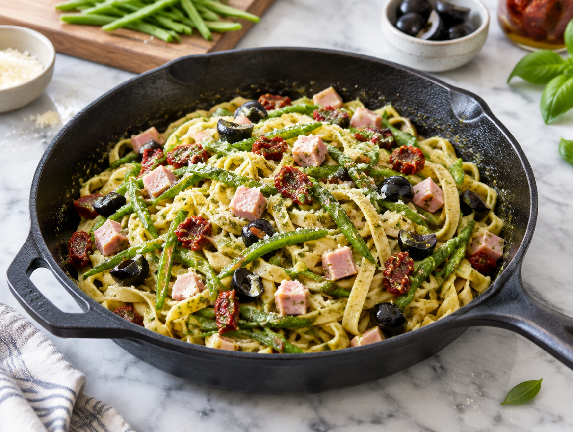 Tagliatelle met Italiaanse snijboontjes