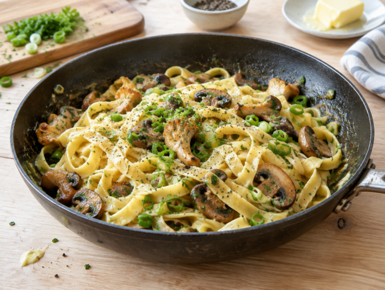Tagliatelle met kruidenboter en champignons