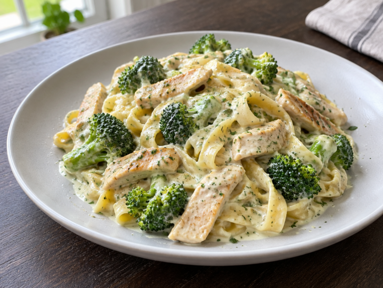 Tagliatelle met kruidensaus en broccoli