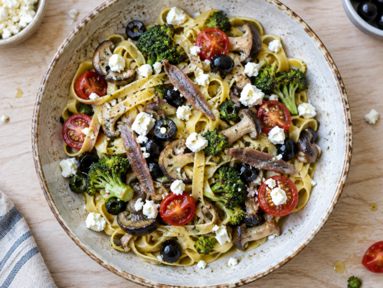 Tagliatelle met paddestoelen en ansjovis