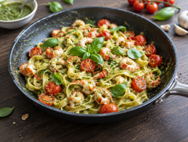 Rivierkreeftjes met tagliatelle en pesto