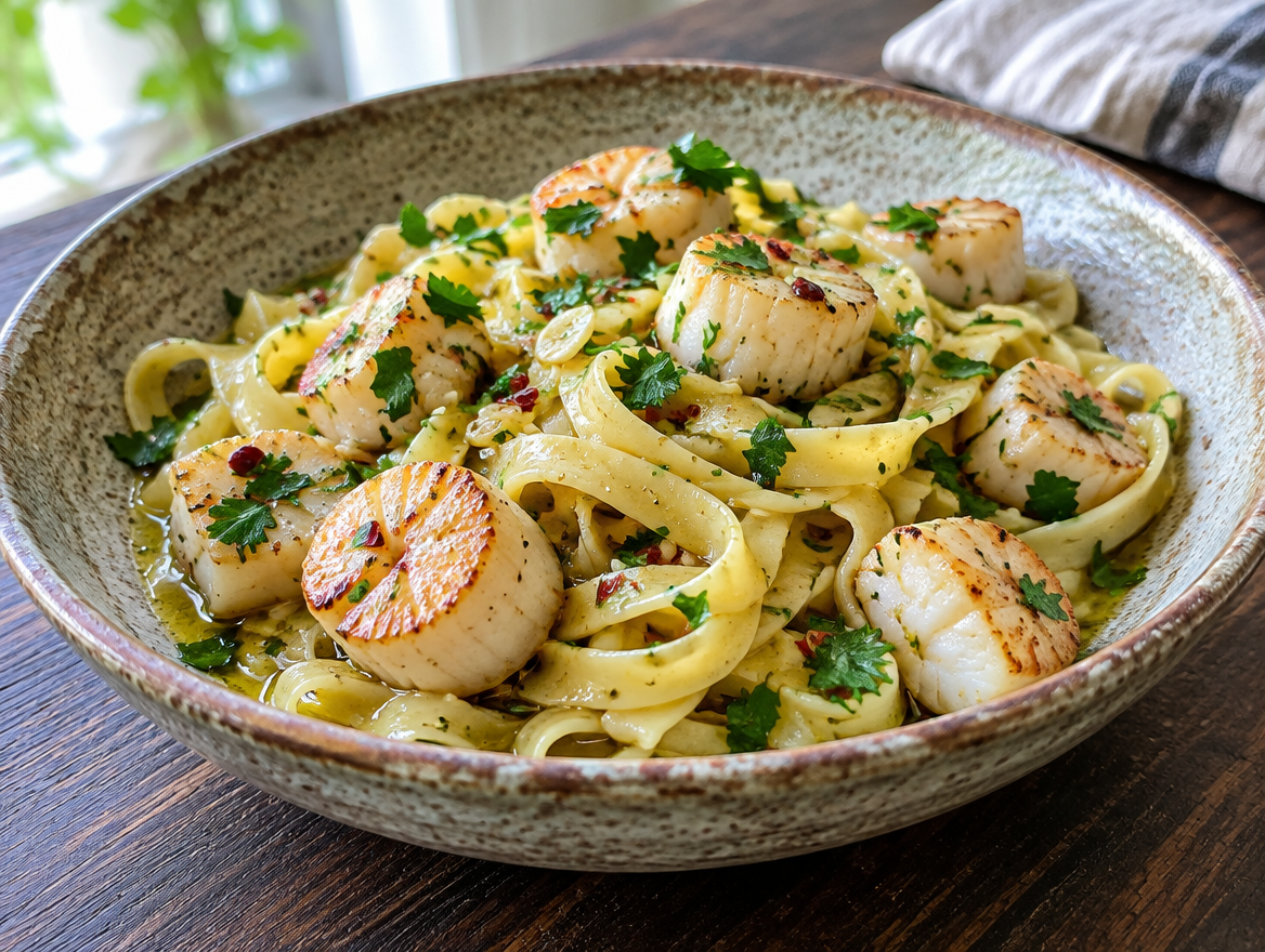 Tagliatelle met sint-jacobsmosselen