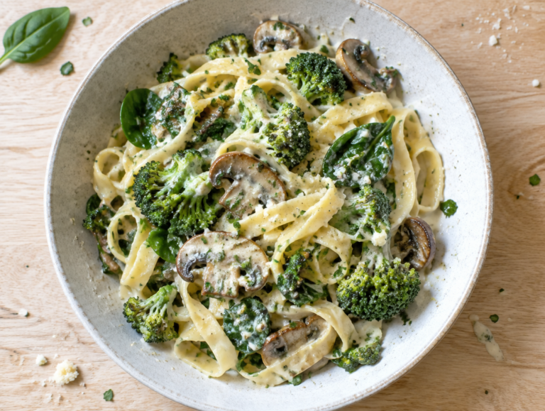 Tagliatelle in spinazie, broccolli – roomsaus