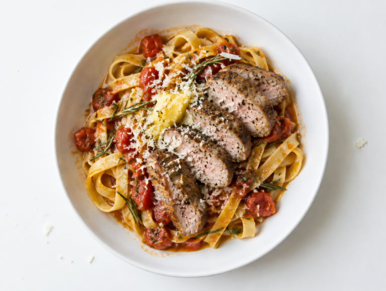Tagliatelle met varkenshaas en rozemarijn