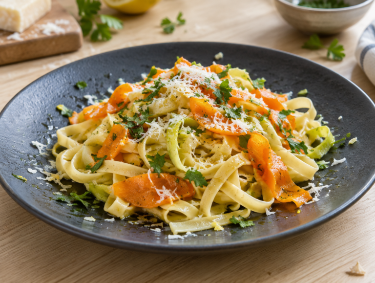 Tagliatelle met winterwortel en prei