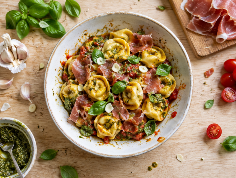 Tortellini met tomaat/pesto
