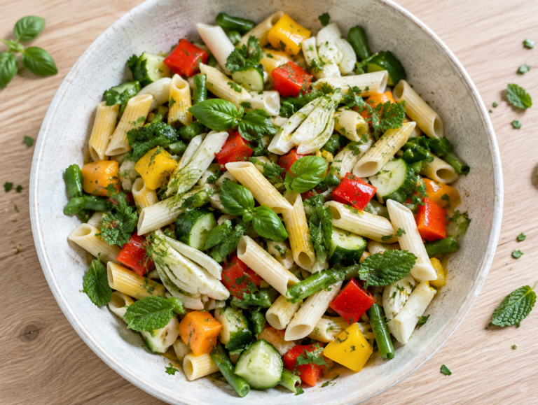 Veelkleurige pastasalade