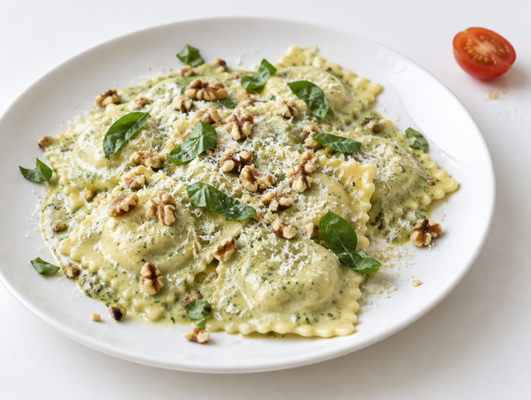 Verse ravioli met noten-basilicumsaus