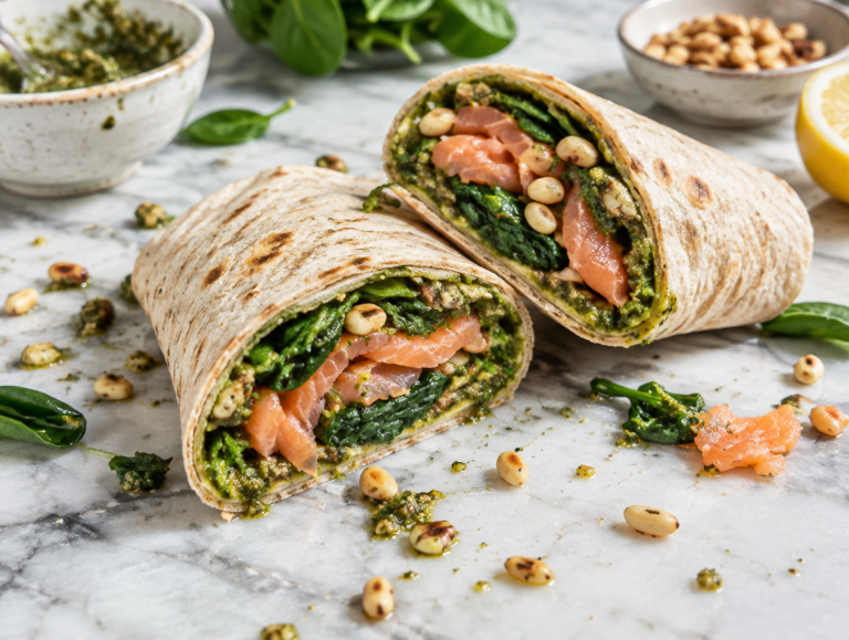 Italiaanse wrap met spinazie en zalm