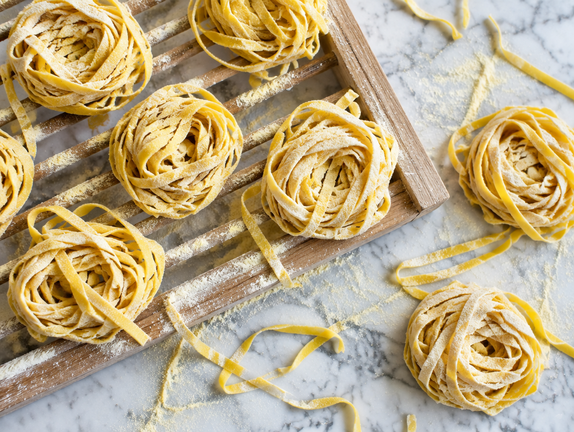 Verse tagliatelle laten drogen na zelf pasta maken