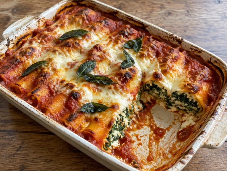 Cannelloni met spinazie, ricotta en salieboter