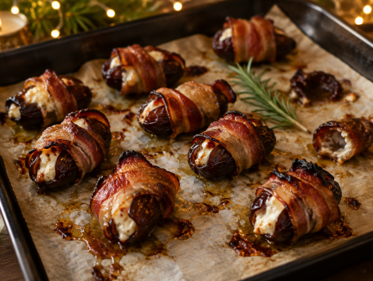 Gevulde dadels met mascarpone en pancetta
