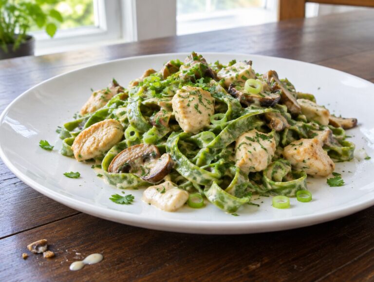 Groene tagliatelle met kip en mascarpone