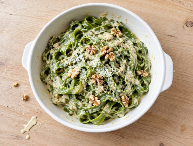 Groene tagliatelle met notensaus