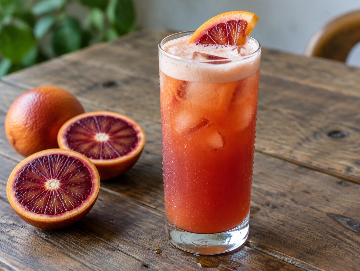 Garibaldi cocktail met bloedsinaasappel in een hoog glas met schuimlaag