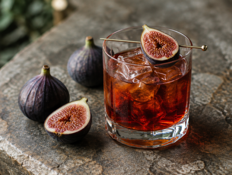 Negroni met vijgen: gin die een dag op vijgen heeft getrokken