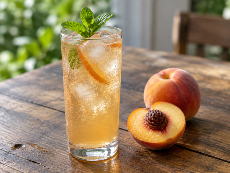 Perzik vermout highball: licht, fruitig en kruidig