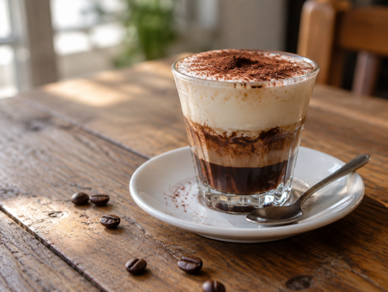 Marocchino met pure cacao: een mini-cappuccino in lagen