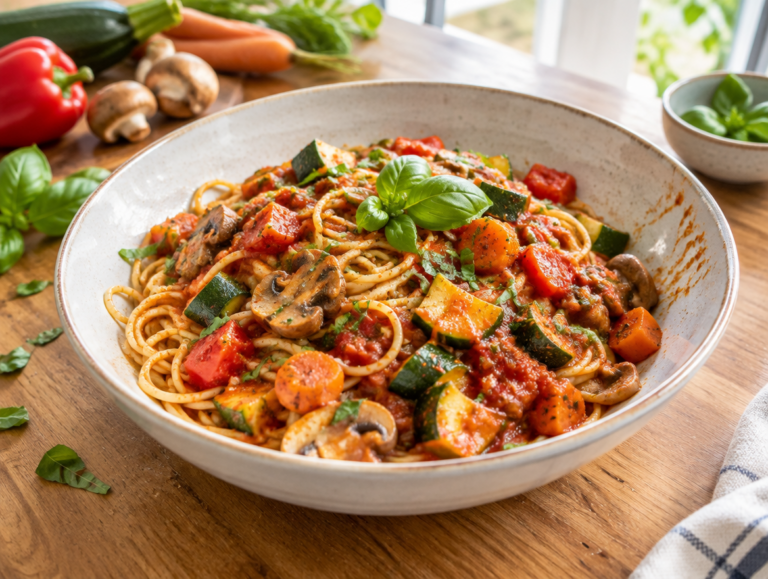 Spaghetti met vegetarische groentesaus