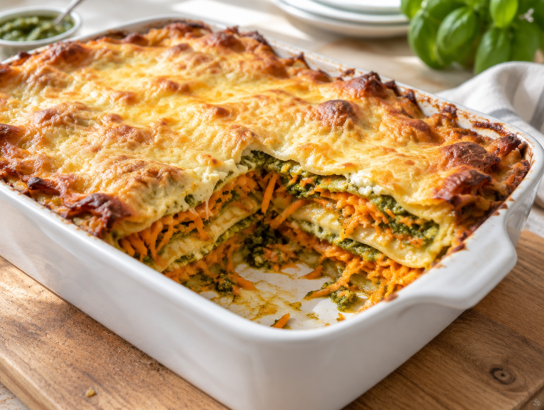 Lasagne met wortel en pesto