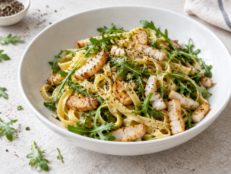 Tagliatelle met Sint-Jakobsschelpen en rucola