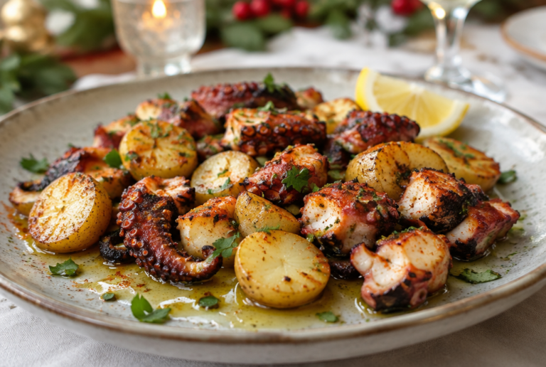 Octopus met aardappel en citroen