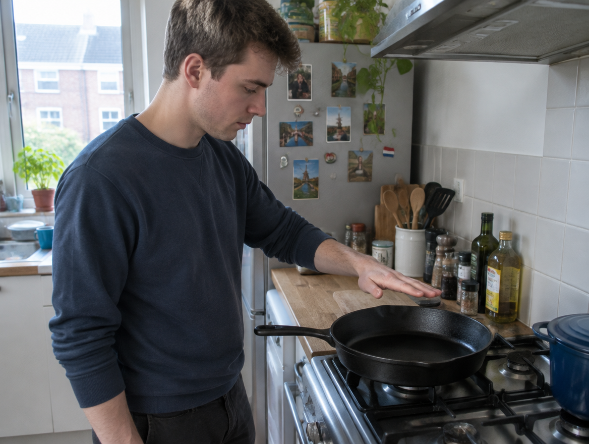 Verwarm de pan voor