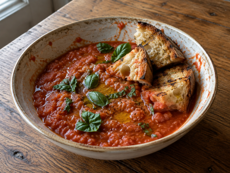 Pappa al pomodoro met geroosterd brood