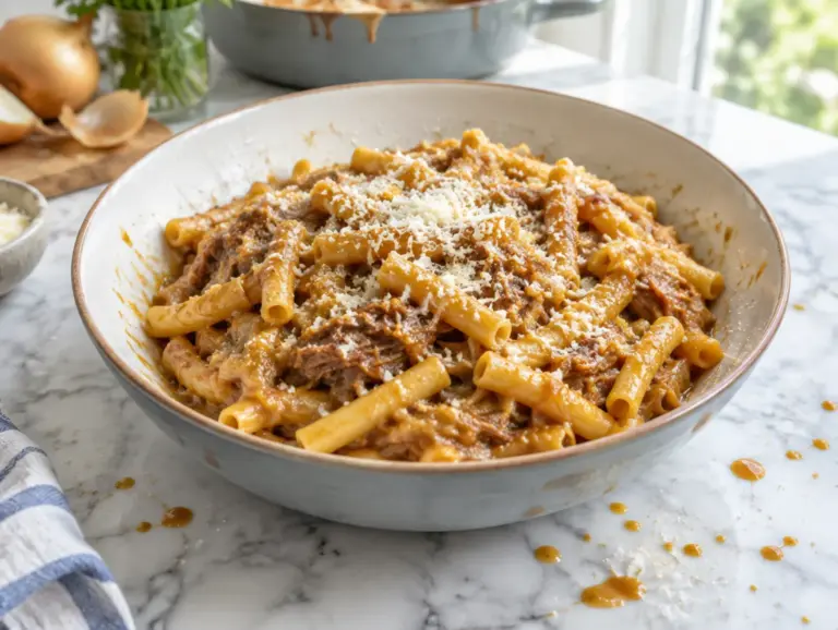Pasta alla genovese met rundvlees en uien