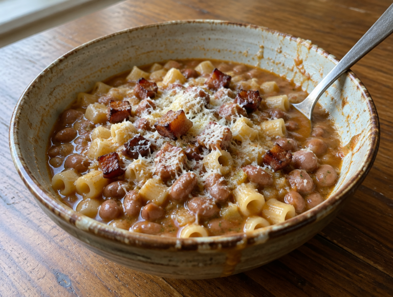 Pasta e fagioli met pancetta