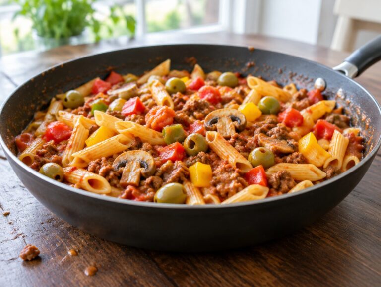 Pasta met gehakt en groente