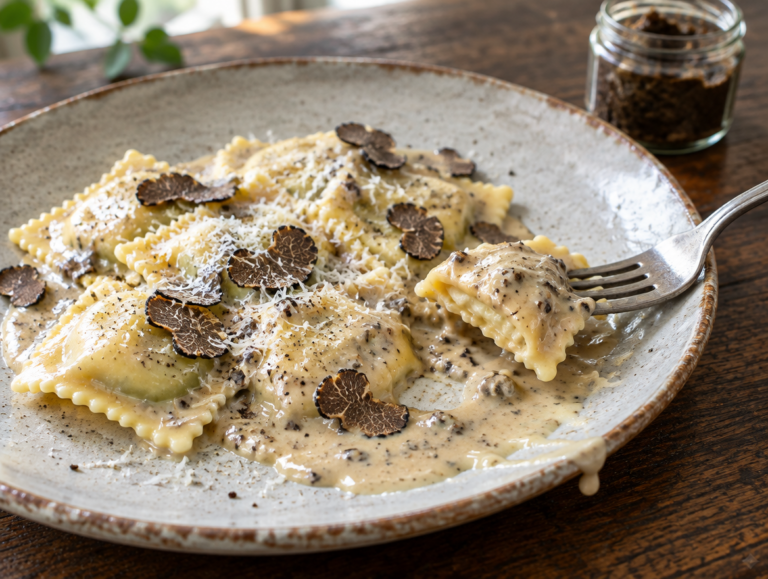 Ravioli met truffelsaus