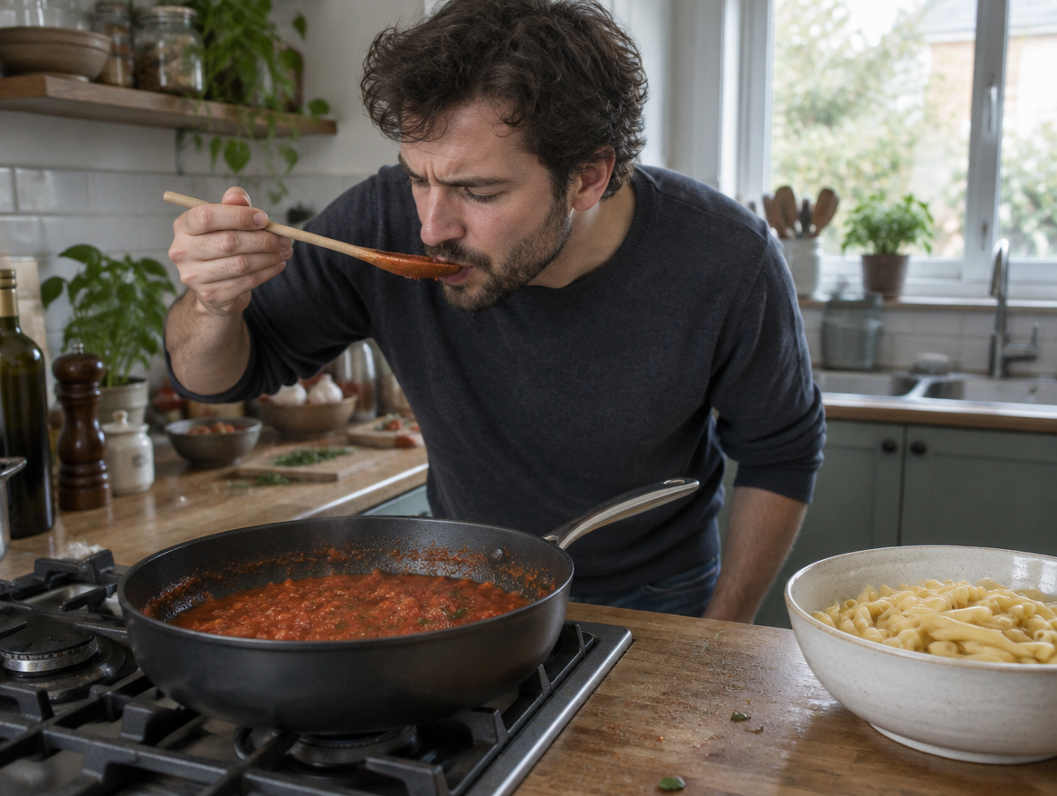 Proef de saus los van de pasta