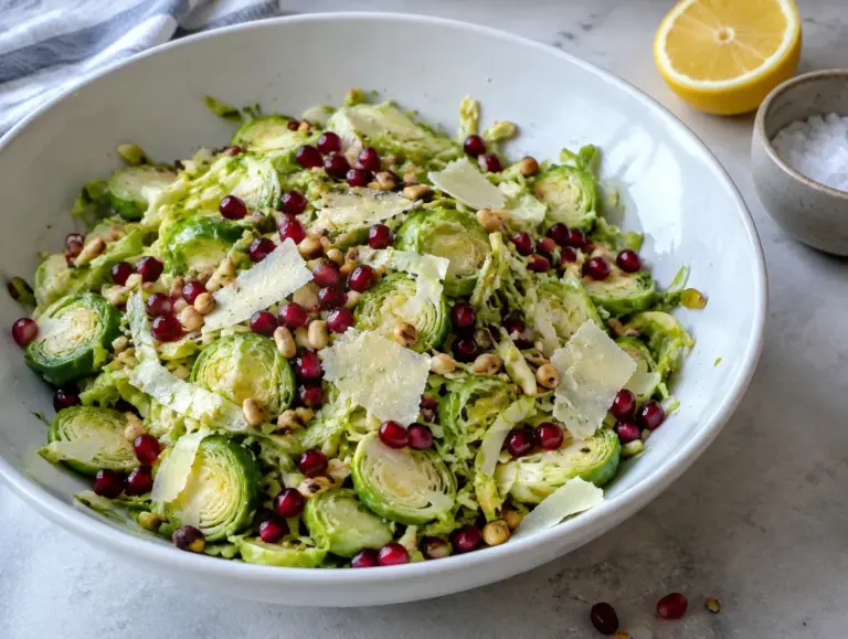 Spruitjessalade met granaatappel en parmezaan